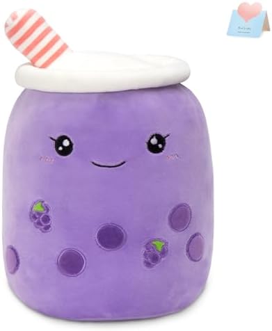 Athoinsu Purple Grape Boba Tea Plush Pillow