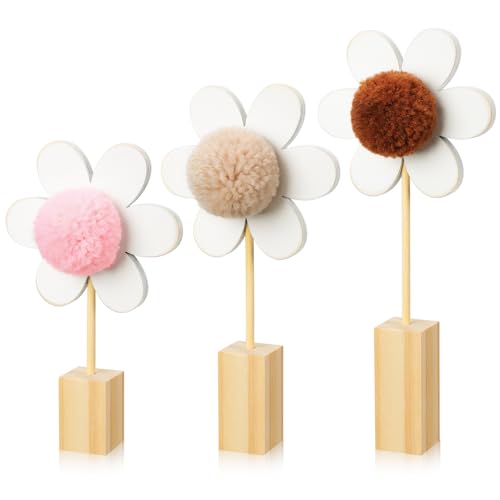 3 Pcs Wooden Daisy Wall Decor Set