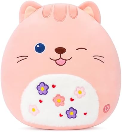 Easfan LED Cat Plush Pillow Soft Pink
