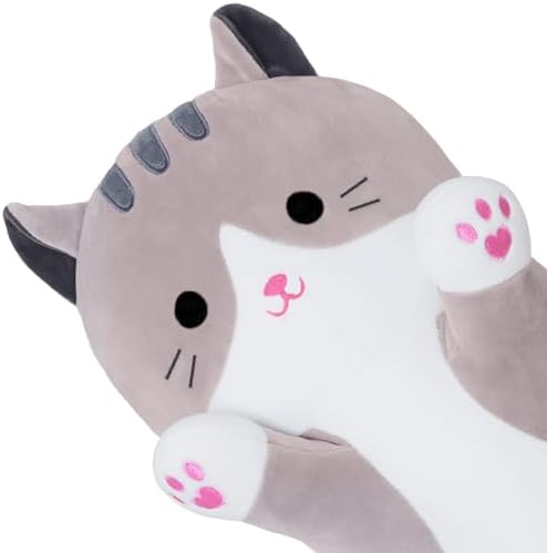 Cute Long Cat Plush Body Pillow Grey