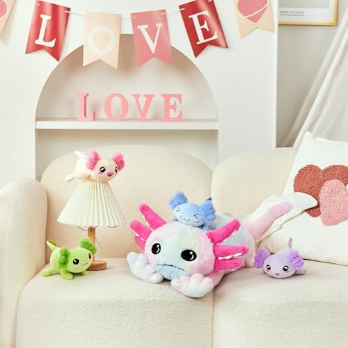 Glow Axolotl Plush Pillow with 4 Babies