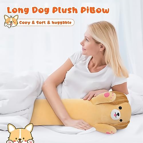 Long Dog Plush Hugging Pillow for Kids and Adults