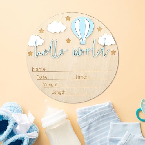 Wooden Baby Welcome Sign with Hello World