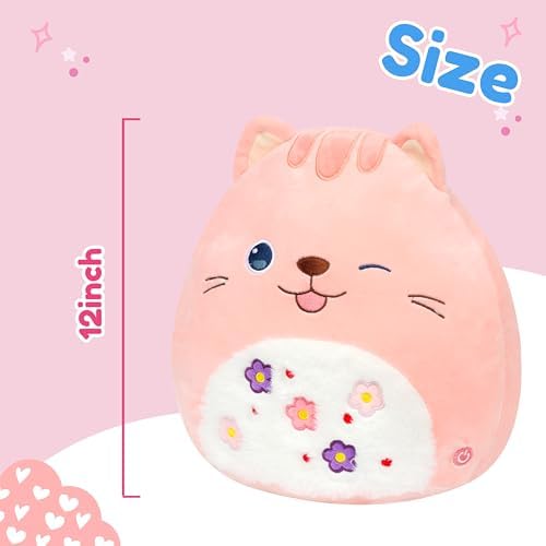Easfan LED Cat Plush Pillow Soft Pink