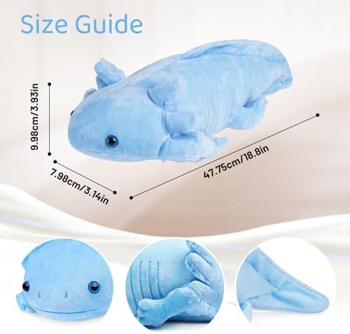 Soft Axolotl Plush Pillow - 19 Inch Blue Cuteness