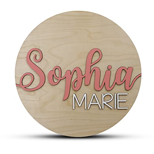 Custom Round Nursery Name Sign Personalized Wooden Wall Plaque