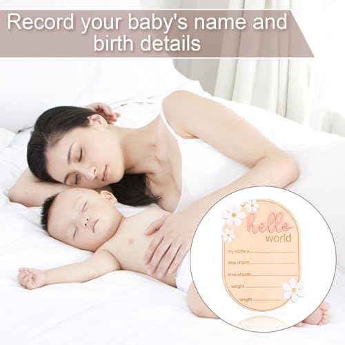 Wooden Hello World Baby Announcement Sign