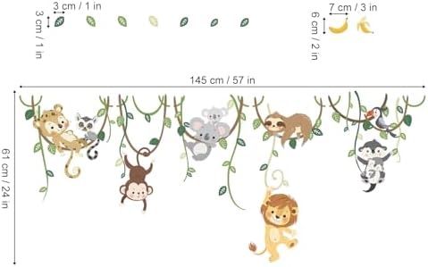 Jungle Animals Safari Wall Stickers for Kids Room