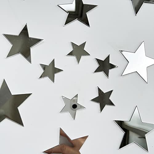 40Pcs Silver Stars Acrylic Wall Stickers