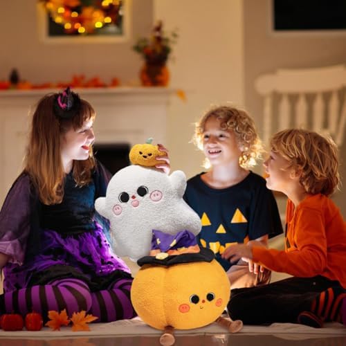 Halloween Pumpkin Ghost Throw Pillow