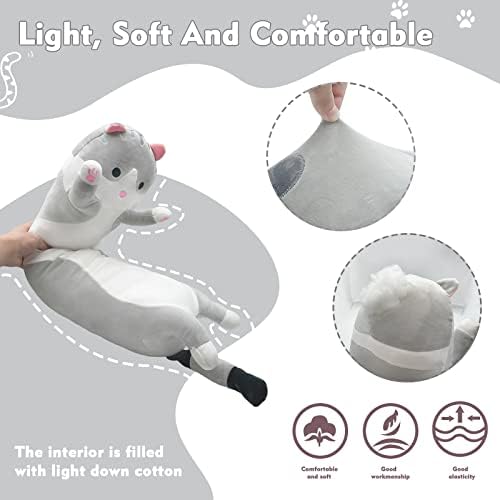 Long Cat Plush Pillow for Kids and Adults