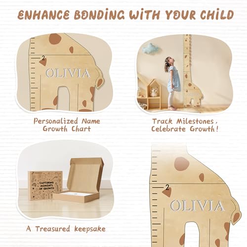 Woodemon Personalized Name Growth Chart for Wall