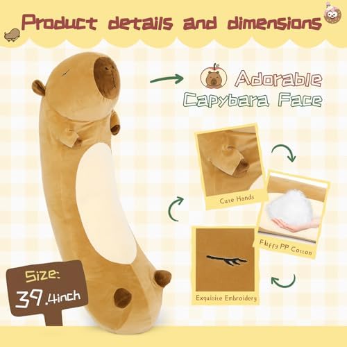 Tezituor Long Capybara Plush Pillow