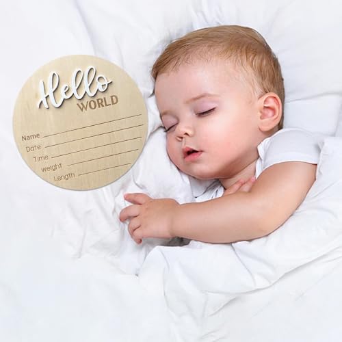 Baby Announcement Sign 59 Inch Wooden Hello World Newborn Sign