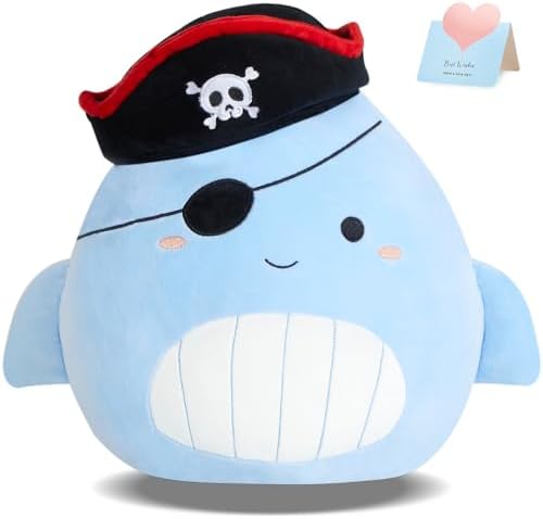 14 Inch Pirate Whale Plush Pillow