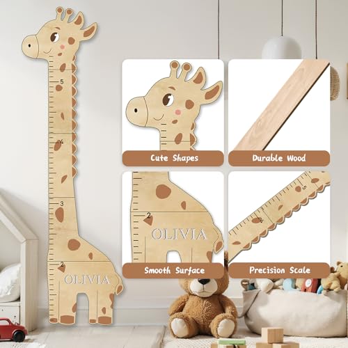 Woodemon Personalized Name Growth Chart for Wall