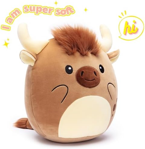 Large Scottish Cow Plush Pillow Toy 13 Inch Huggable
