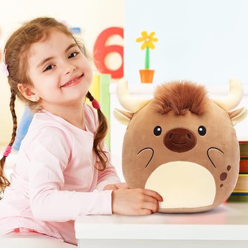 Large Scottish Cow Plush Pillow Toy 13 Inch Huggable
