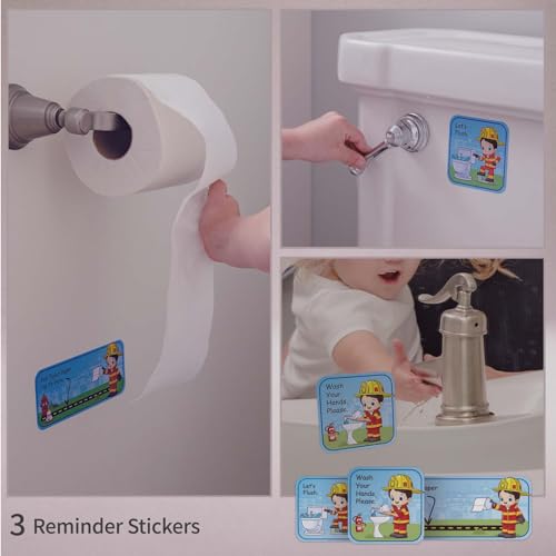 Potty Training Chart with Fireman Stickers and Crown for Toddlers