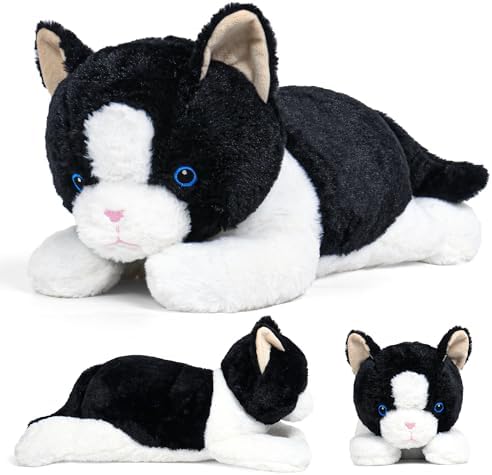 5lbs Black White Cat Weighted Plush Pillow