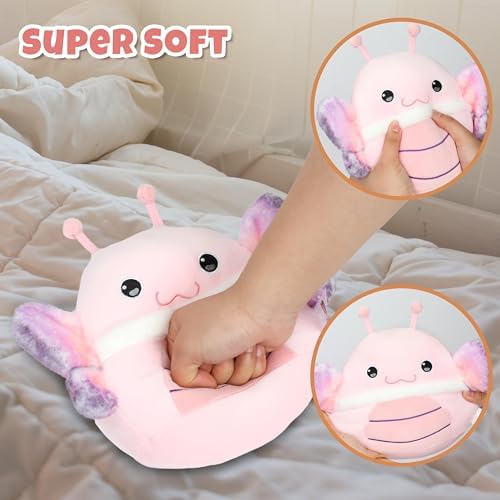 Easfan Pink Butterfly Plush Pillow for Kids