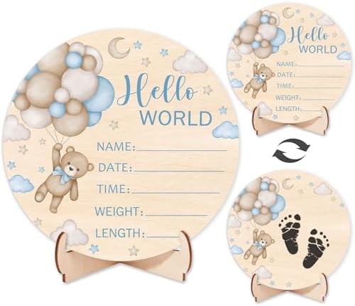 Andrain Double-Sided Wooden Baby Sign