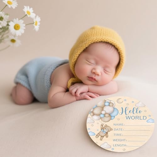 Andrain Double-Sided Wooden Baby Sign