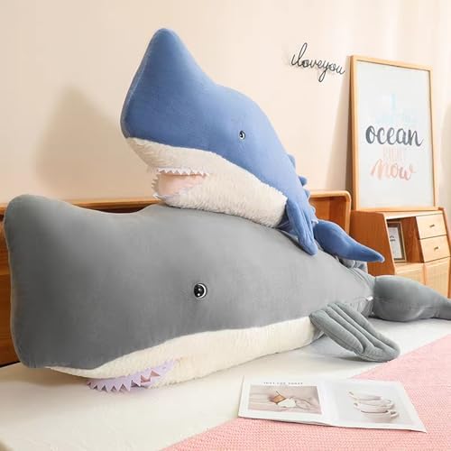 Whale Shark Plush Pillow Toy - 44 Inch Gray