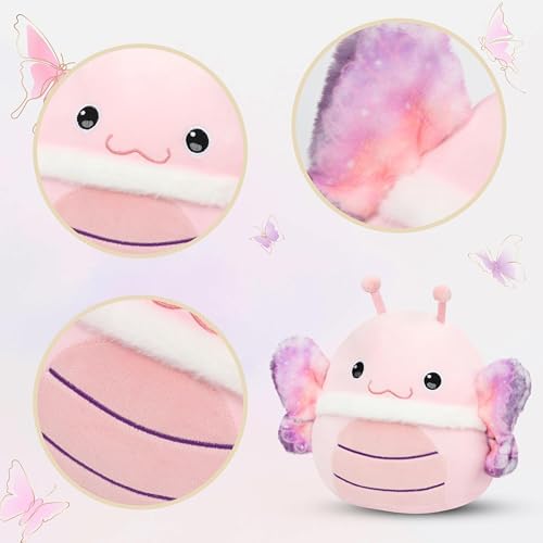 Easfan Pink Butterfly Plush Pillow for Kids