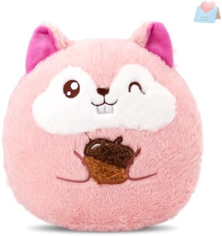 WEWILL 12-Inch Pink Squirrel Plush Pillow