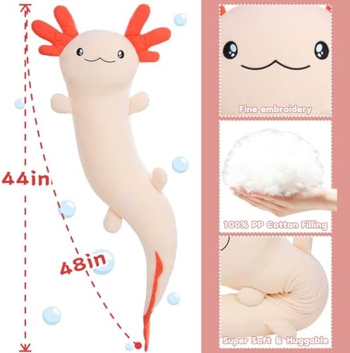 Large Axolotl Plush Body Pillow for Kids