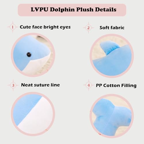 Dolphin Plush Pillow for Kids and Adults