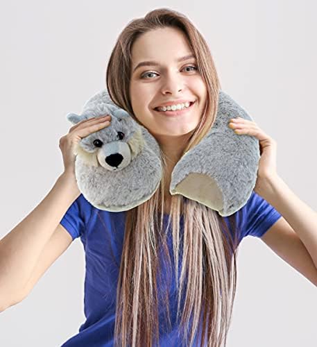 DolliBu Wolf Plush Neck Pillow