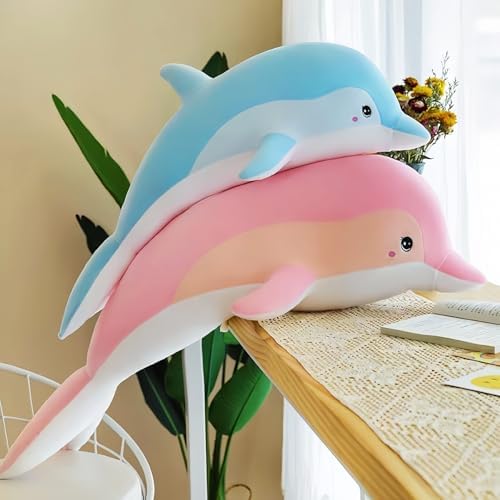 RYOLOY Giant Blue Dolphin Plush Pillow
