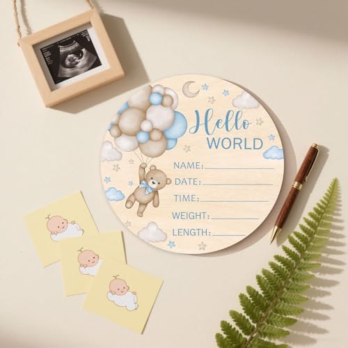 Andrain Double-Sided Wooden Baby Sign