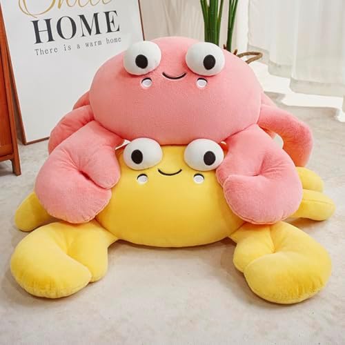 ELAINREN Ultra-Soft Pink Crab Plush Pillow
