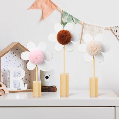 3 Pcs Wooden Daisy Wall Decor Set