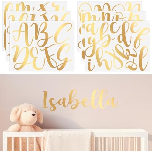 Boao 7 Letter Wall Decal Set Gold Alphabet Stickers