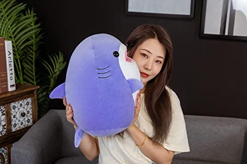 17 Inch Purple Shark Plush Hugging Pillow
