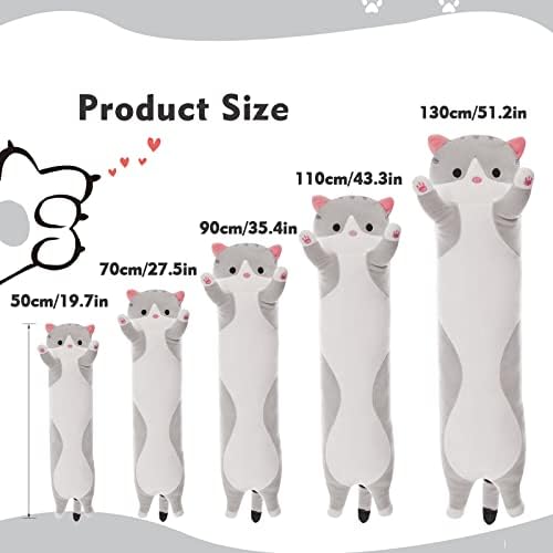 Long Cat Plush Pillow for Kids and Adults