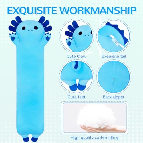 Chubbyjoy Long Axolotl Plush Pillow Blue