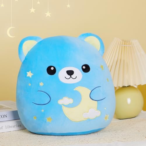 Soft 12 Inch Blue Bear Plush Pillow