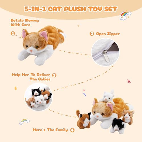 WeWill 15 Inch Cat Family Plush Set