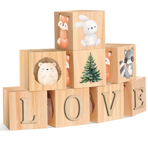 Custom Woodland Animals Name Sign Blocks
