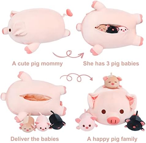 Pig Stuffed Animal Mommy 196 with 3 Plushies