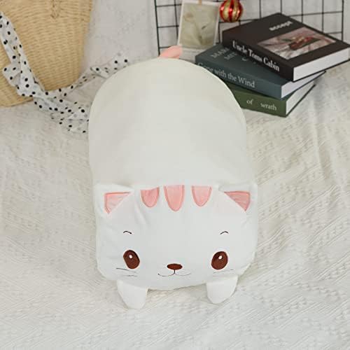 TemBe 236 Inch White Cat Plush Pillow