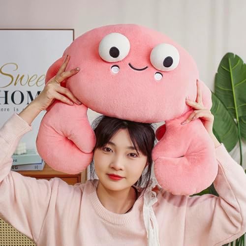 ELAINREN Ultra-Soft Pink Crab Plush Pillow