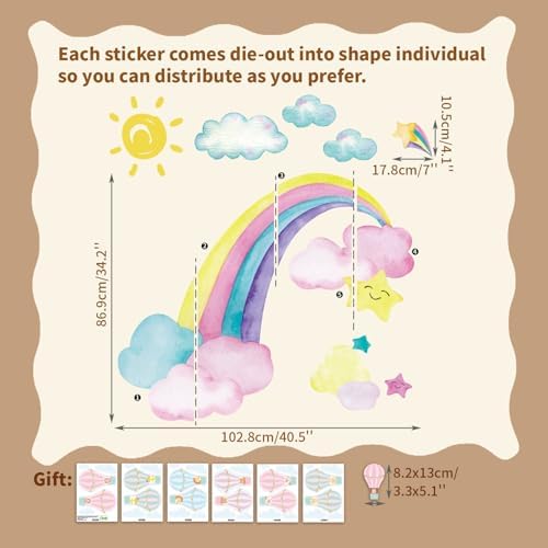 vibrant rainbow wall decal for baby nursery
