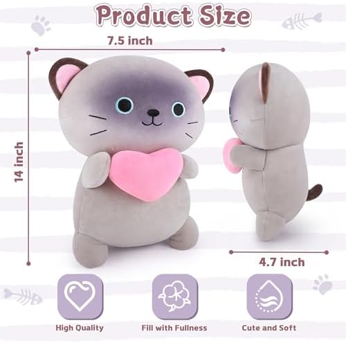 14 Inch Siamese Cat Plush Pillow