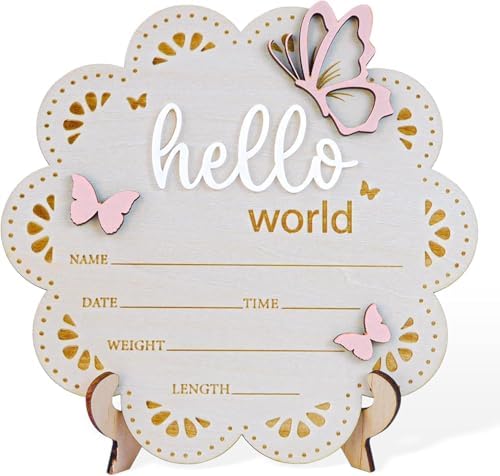 Wooden Baby Announcement Sign Butterfly 1